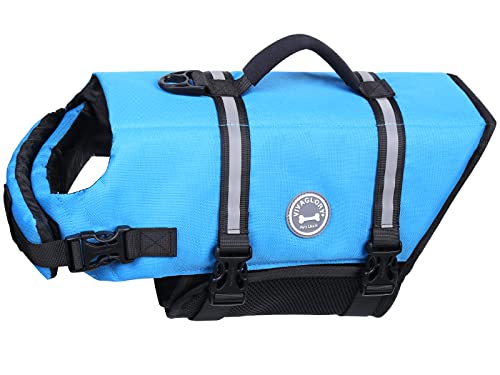 VIVAGLORY Rip Stop Schwimmweste Hund, Hundeschwimmweste, Schwimmhilfe & Auftrieb, Rettungsweste Hund für Bootfahren, XL, Blau von VIVAGLORY