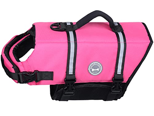VIVAGLORY Rip Stop Schwimmweste Hund, Hundeschwimmweste, Schwimmhilfe & Auftrieb, Rettungsweste Hund für Bootfahren, L, Rosa von VIVAGLORY