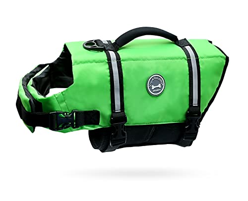 VIVAGLORY Ripstop Hunde Rettungsweste für Kleine Mittel Große Hunde Bootfahren, Hund Schwimmweste mit Verbesserter Auftrieb & Sichtbarkeit, Neon-Grün VIVAGLORY Ripstop Hunde Rettungsweste für Kleine Mittel Große Hunde Bootfahren, Hund Schwimmweste mit Verbesserter Auftrieb & Sichtbarkeit, Neon-Grün von VIVAGLORY