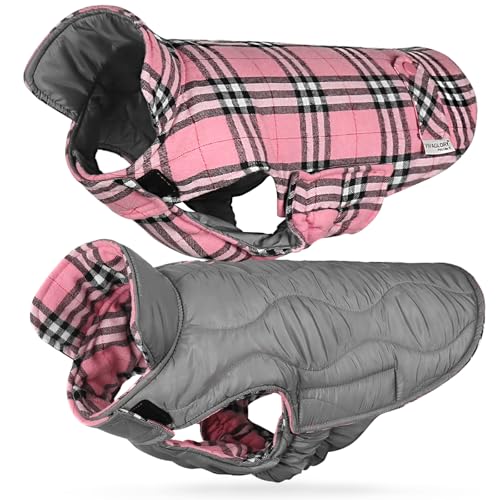 VIVAGLORY Softjoy Hundemantel, Wintermantel mit Bauchschutz & Klettverschluss, Hundejacke für Winter & Weihnachten, Warm Softshell Kariert Schnittmuster Verstellbar, M, Pink VIVAGLORY Softjoy Hundemantel, Wintermantel mit Bauchschutz & Klettverschluss, Hundejacke für Winter & Weihnachten, Warm Softshell Kariert Schnittmuster Verstellbar, M, Pink von VIVAGLORY