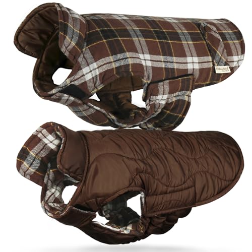 VIVAGLORY Softjoy Hundemantel, Wintermantel mit Bauchschutz & Klettverschluss, Hundejacke für Winter & Weihnachten, Warm Softshell Kariert Schnittmuster Verstellbar, XS, Kaffee VIVAGLORY Softjoy Hundemantel, Wintermantel mit Bauchschutz & Klettverschluss, Hundejacke für Winter & Weihnachten, Warm Softshell Kariert Schnittmuster Verstellbar, XS, Kaffee von VIVAGLORY