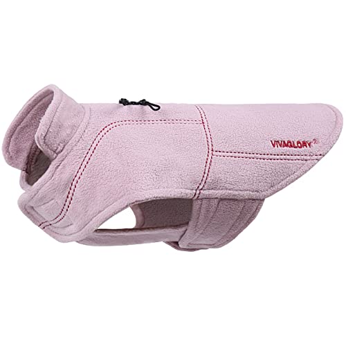 VIVAGLORY Softpad Wintermantel Hund, Hundemantel Fleecemantel Hund, Fleecejacke mit Bauchschutz & Klettverschluss, Fleece Reflektierend Verstellbar Softshell, M+, Rosa von VIVAGLORY