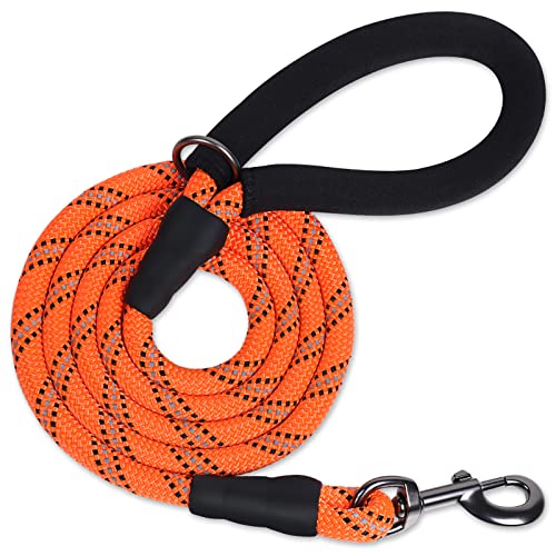 VIVAGLORY Hundeleine Roperex Leine Hund, Hundeleine Führleine mit Gepolstertem Griff & Schlaufe für Hausleine Joggingleine, Extra Stark & Starke für Hunde, 180 x 0.8cm, Orange von VIVAGLORY