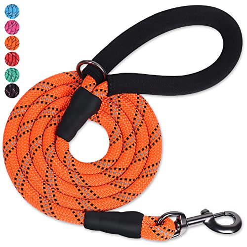 VIVAGLORY Hundeleine Roperex Leine Hund, Hundeleine Führleine mit Gepolstertem Griff & Schlaufe für Hausleine Joggingleine, Extra Stark & Starke für Hunde, 150 x 1.2cm, Orange von VIVAGLORY