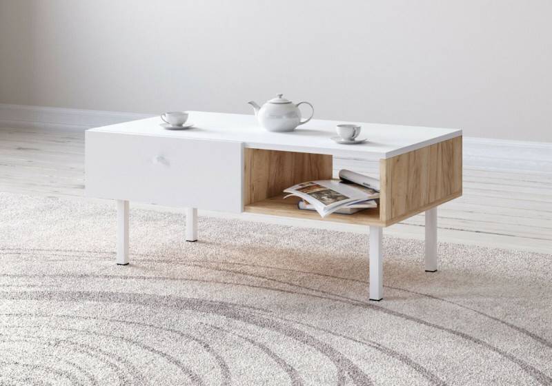 Couchtisch -Beistelltisch Sofatisch Coffee Table Wohnzimmertisch Sideboard- Weiß von VIVALDI