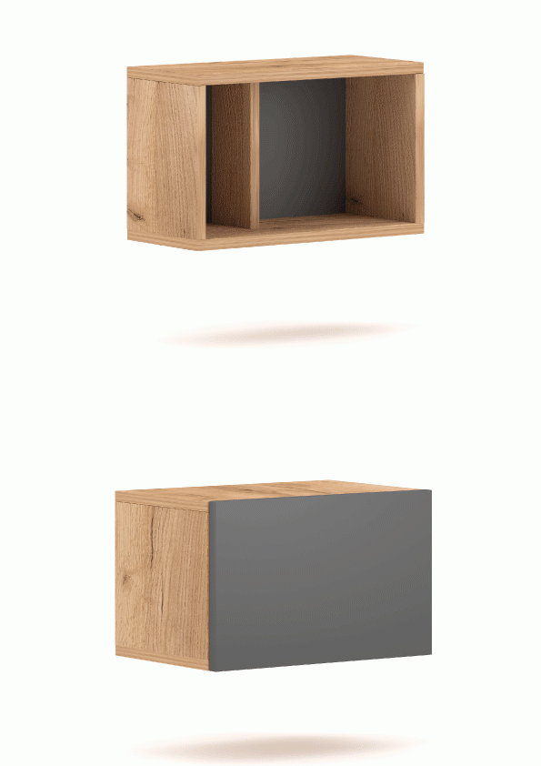 Hängeschrank Set- Wandregal Wandschrank Regal Schrank- Eiche/Graphit Hängeschrank Set- Wandregal Wandschrank Regal Schrank- Eiche/Graphit von VIVALDI