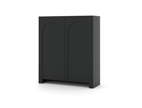 Hohe Kommode Arco in schwarz - Sideboard Schrank fürs Schlafzimmer und Wohnzimmer - grifflos - Elegantes Design mit Fächern - Kleiderschrank mit Muster Hohe Kommode Arco in schwarz - Sideboard Schrank fürs Schlafzimmer und Wohnzimmer - grifflos - Elegantes Design mit Fächern - Kleiderschrank mit Muster von VIVALDI