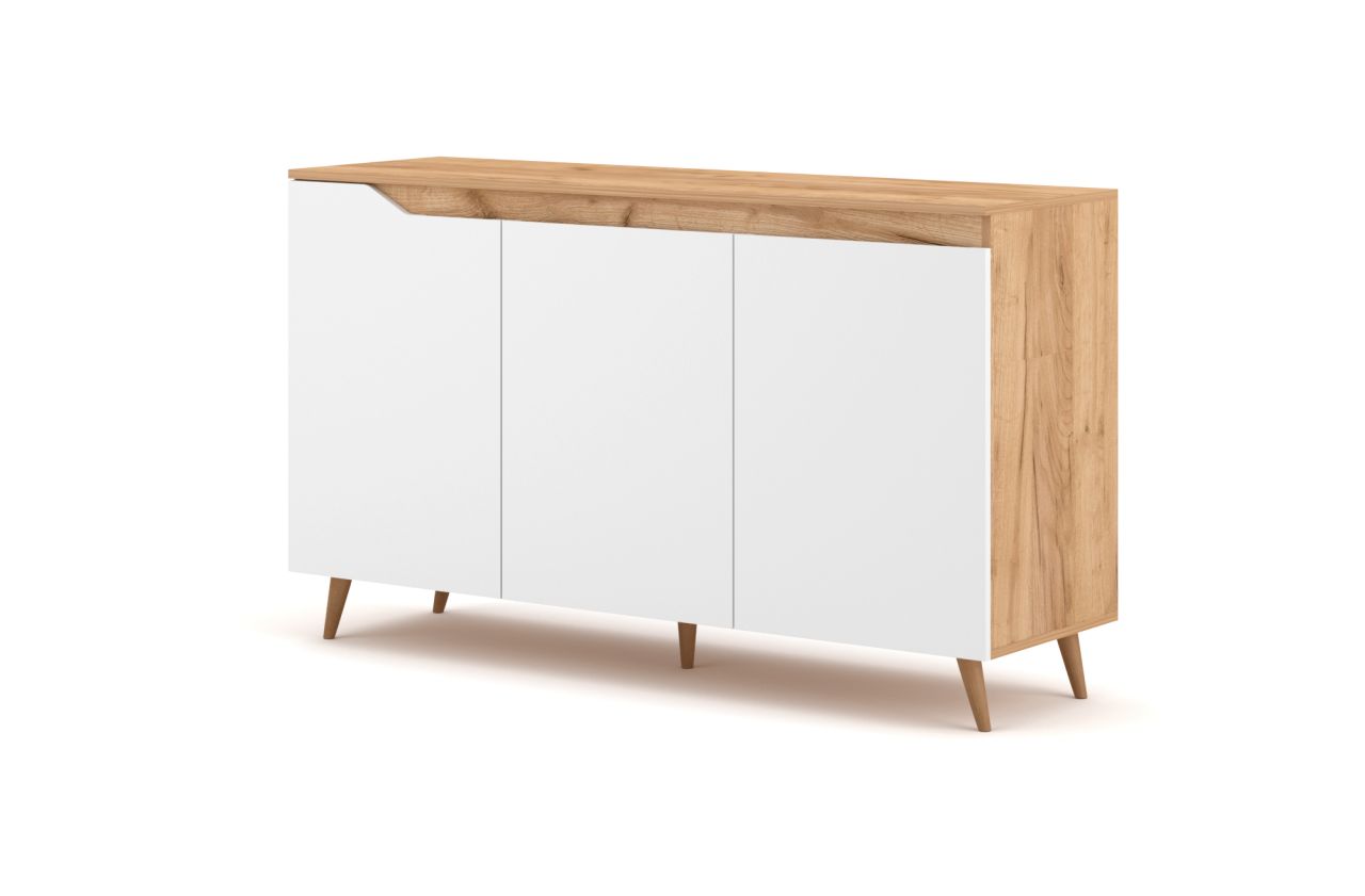 Sideboard- Kommode Highboard Anrichte Wohnmöbel Schrank -Eiche/Weiß von VIVALDI