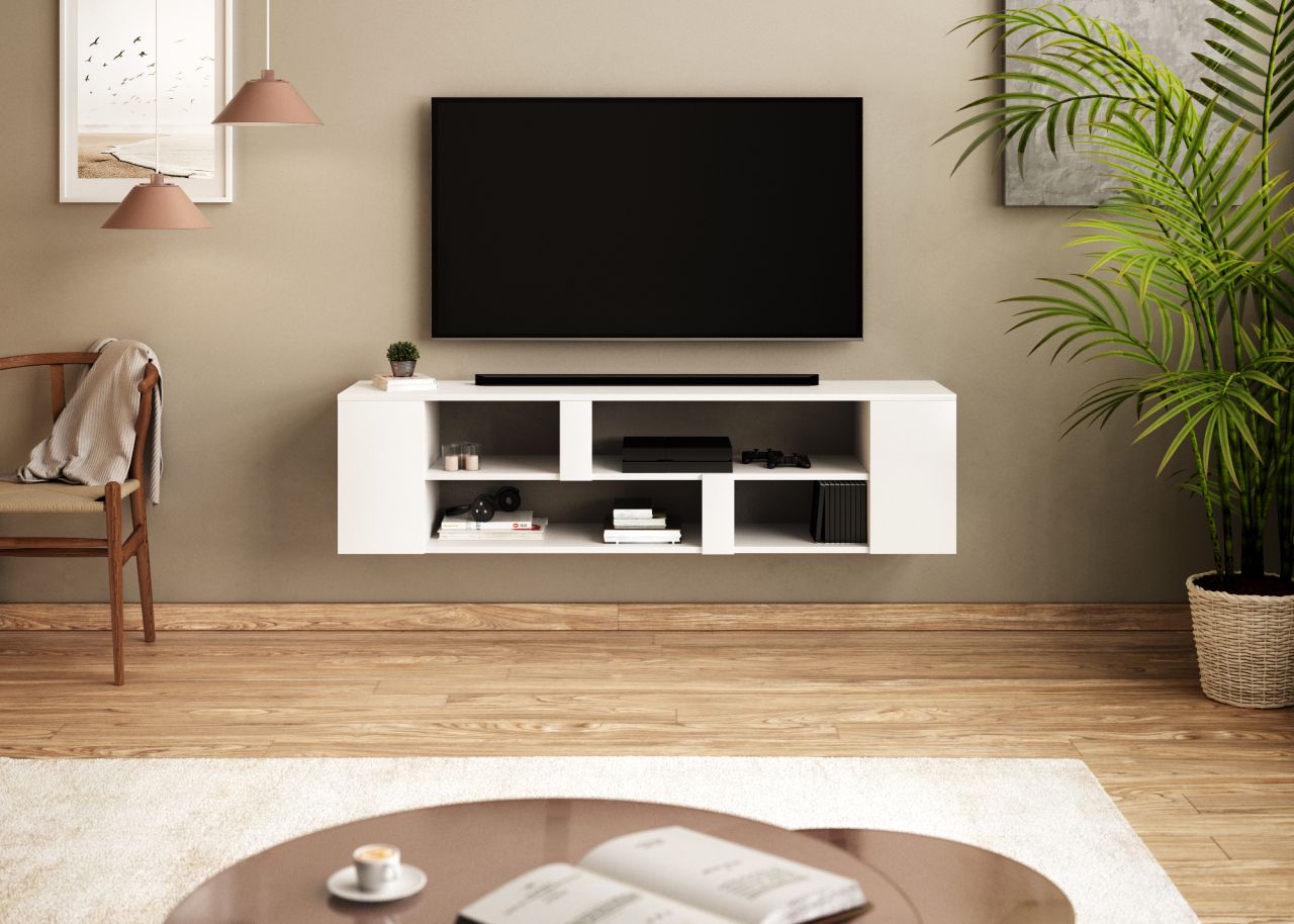 TV Lowboard Weiß hängend Fernsehkommode Fernsehtisch TV Board Wohnzimmermöbel von VIVALDI