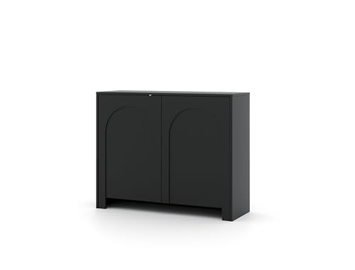 VIVALDI Kommode Arco in schwarz - Sideboard Schrank fürs Schlafzimmer und Wohnzimmer - grifflos - Elegantes Design mit Fächern - Kleiderschrank mit Muster VIVALDI Kommode Arco in schwarz - Sideboard Schrank fürs Schlafzimmer und Wohnzimmer - grifflos - Elegantes Design mit Fächern - Kleiderschrank mit Muster von VIVALDI