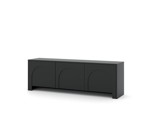 VIVALDI TV-Schrank Arco in mattem schwarz - Lowboard fürs Wohnzimmer - Sideboard für Fernseher - griffloser Multimedia Schrank mit elegantem Muster VIVALDI TV-Schrank Arco in mattem schwarz - Lowboard fürs Wohnzimmer - Sideboard für Fernseher - griffloser Multimedia Schrank mit elegantem Muster von VIVALDI