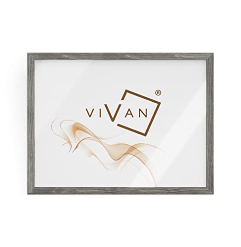 VIVAN Posterrahmen aus Holz mit Plexiglas und Rückseite, Holzgrau, Formato Immagine A4 von VIVAN