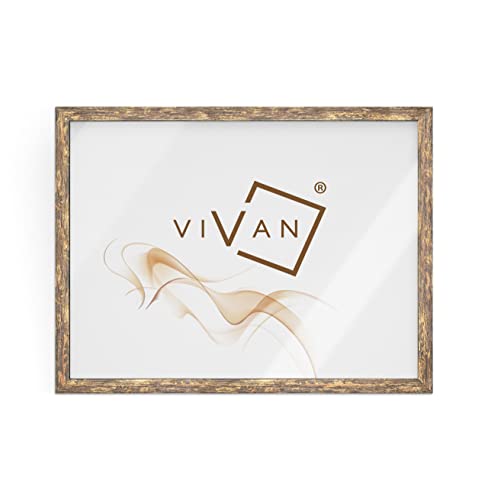 VIVAN Posterrahmen aus Holz mit Plexiglas und Rückseite, oxidiertes Gold, Formato Immagine A4 von VIVAN
