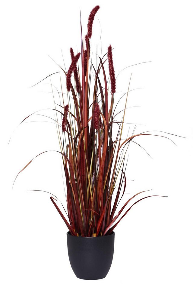 Kunstpflanze Kunstgras im Topf Gras künstlich Kunstpflanze ROLA - Rot - 20x90 cm, VIVANNO, Höhe 100 cm von VIVANNO