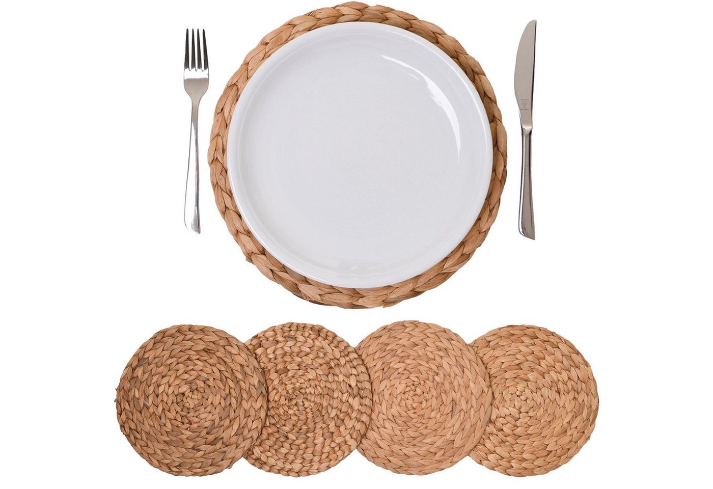 Platzset, 4er Set Tischset Platzset Set Wasserhyazinthe Ilana", Natur - 30x1, VIVANNO" von VIVANNO