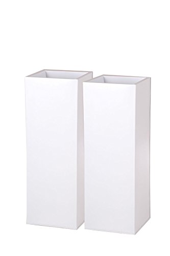 VIVANNO 2er Set Zink Blumenkübel Pflanzkübel Block 65 cm, Weiß von VIVANNO