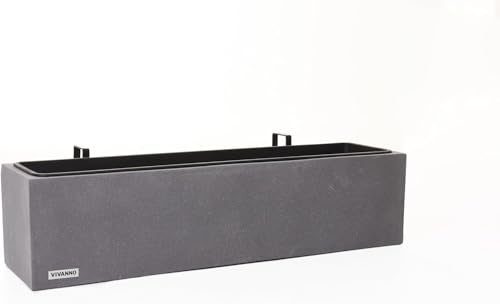 VIVANNO Balkonkasten Blumenkasten zum Aufhängen Fiberzement Milano Benno, Grau 22 x 82 x 21,5 cm von VIVANNO