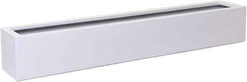VIVANNO Blumenkasten Balkonkasten Pflanzkasten Fiberglas FLOBO weiß - 15x100x17 cm von VIVANNO