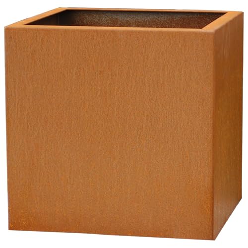 Vivanno Blumenkübel Pflanzkübel Kübel aus Cortenstahl Metall Block, Rostbraun (50x50x50 cm) von Vivanno