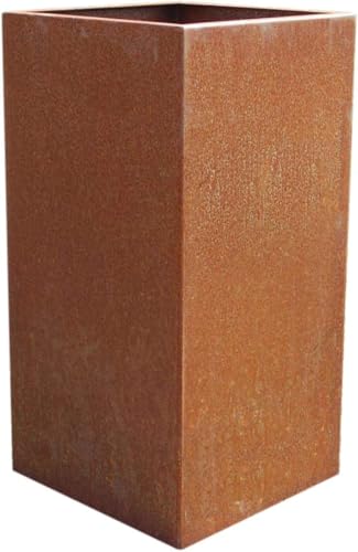 VIVANNO Blumenkübel Pflanzkübel Pflanzsäule Cortenstahl Metall Eckig Block, Rostbraun (40x40x80 cm) von VIVANNO