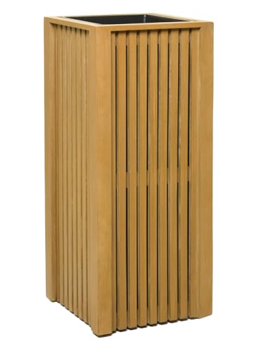 VIVANNO Blumenkübel Pflanzkübel Säule Holz Block auf Rollen Braun 75x32x32 cm von VIVANNO