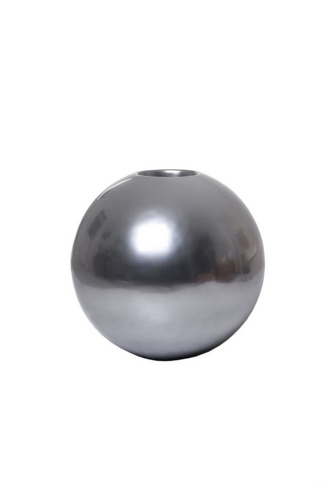 VIVANNO Blumentopf Blumentopf Pflanztopf rund Fiberglas GLOBO Silber Metallic - 30x28 cm von VIVANNO