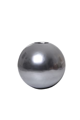 Vivanno Blumentopf Pflanztopf rund Fiberglas Globo Silber Metallic (28x30 cm) von Vivanno