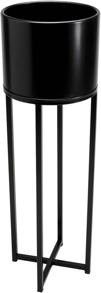 VIVANNO Blumentopf auf Ständer, mit Beinen ELEVATE CROSS - Schwarz Matt 25x25x79 cm von VIVANNO