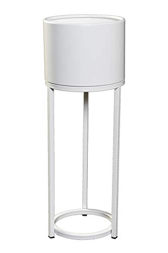 Vivanno Blumentopf auf Ständer mit Beinen Füßen Gestell Elevate Round Weiß (69x25 cm) von Vivanno