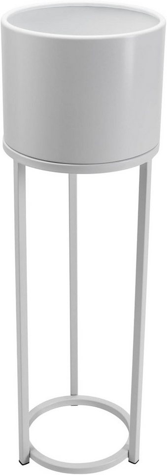 VIVANNO Blumentopf pulverbeschichtetes Stahlblech ELEVATE ROUND Rund - Weiß Matt (1 St), 25x79 cm von VIVANNO