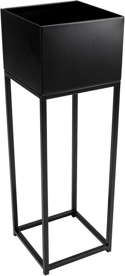 VIVANNO Blumentopf pulverbeschichtetes Stahlblech ELEVATE SQUARE Säule - Schwarz Matt (1 St), 25x25x79 cm von VIVANNO