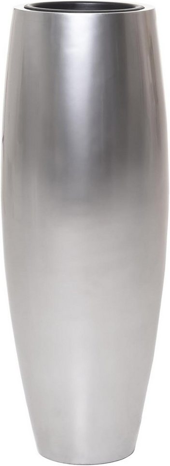 VIVANNO Bodenvase Exklusiver Blumenkübel Pflanzkübel Fiberglas MAGNUM - Silber 23x80 cm von VIVANNO