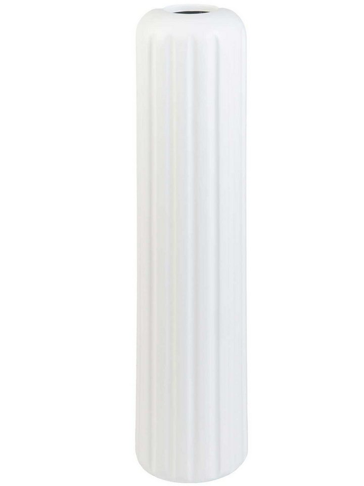 VIVANNO Bodenvase Fiberglas VERTA Säule - Weiß Matt Mit Muster (1 St), 20x20x80 cm von VIVANNO