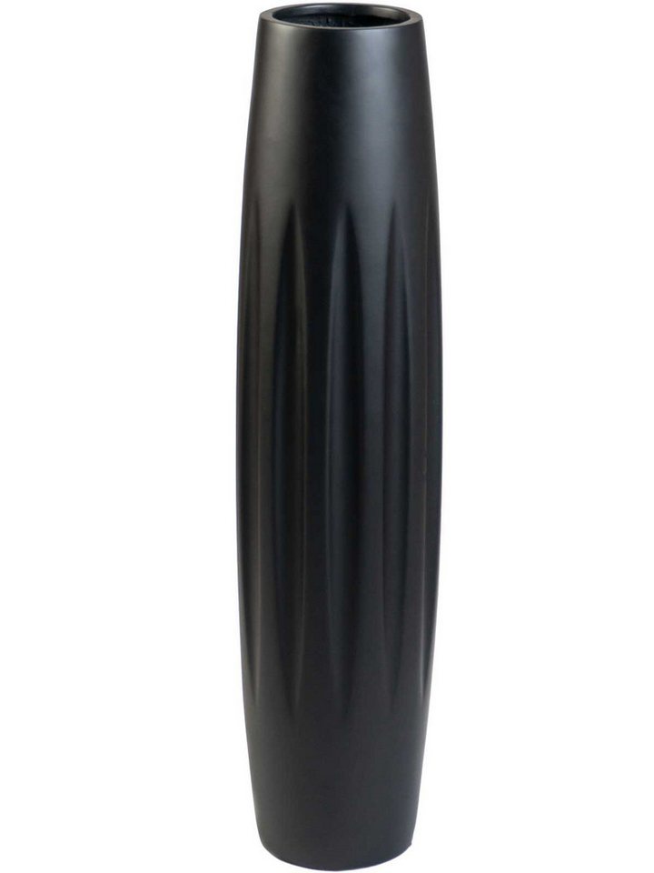 VIVANNO Bodenvase Fiberglas VERTIGA Säule - Schwarz Matt Mit Muster (1 St), 20x20x80 cm von VIVANNO