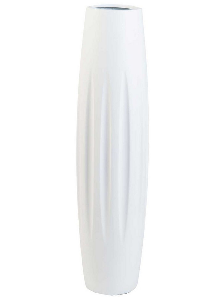 VIVANNO Bodenvase Fiberglas VERTIGA Säule - Weiß Matt Mit Muster (1 St), 20x20x80 cm von VIVANNO