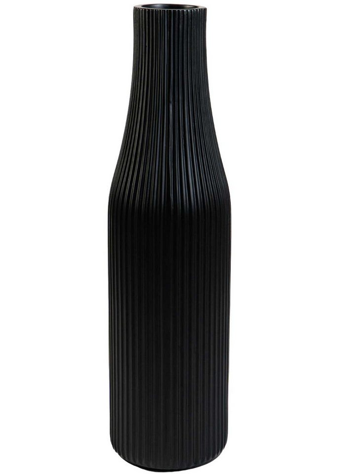 VIVANNO Bodenvase Fiberglas VERTIGO Säule - Schwarz Matt Mit Muster (1 St), 20x20x80 cm von VIVANNO