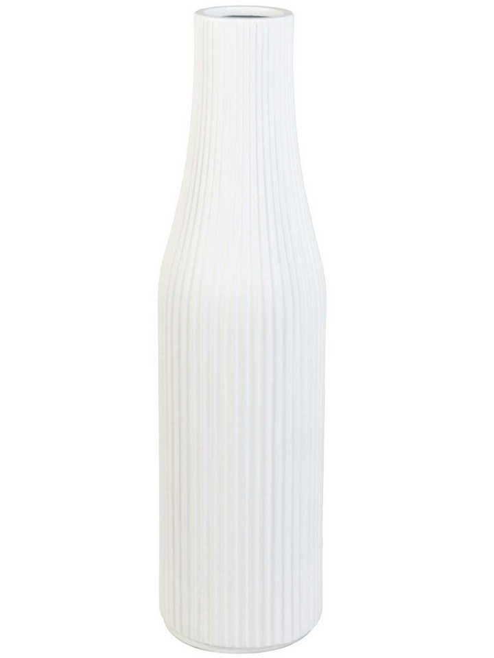 VIVANNO Bodenvase Fiberglas VERTIGO Säule - Weiß Matt Mit Muster (1 St), 20x20x80 cm von VIVANNO