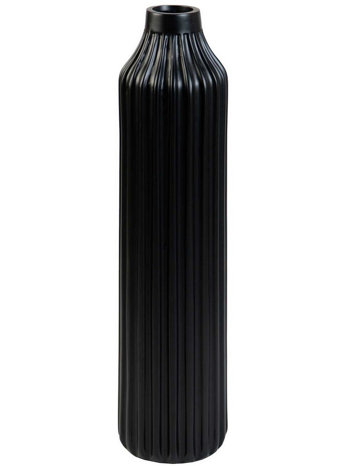 VIVANNO Bodenvase Fiberglas VERTO Säule - Schwarz Matt Mit Muster (1 St), 20x20x80 cm von VIVANNO