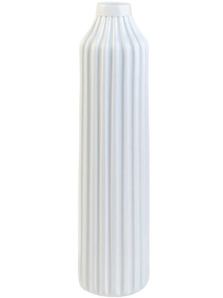 VIVANNO Bodenvase Fiberglas VERTO Säule - Weiß Matt Mit Muster (1 St), 20x20x80 cm von VIVANNO