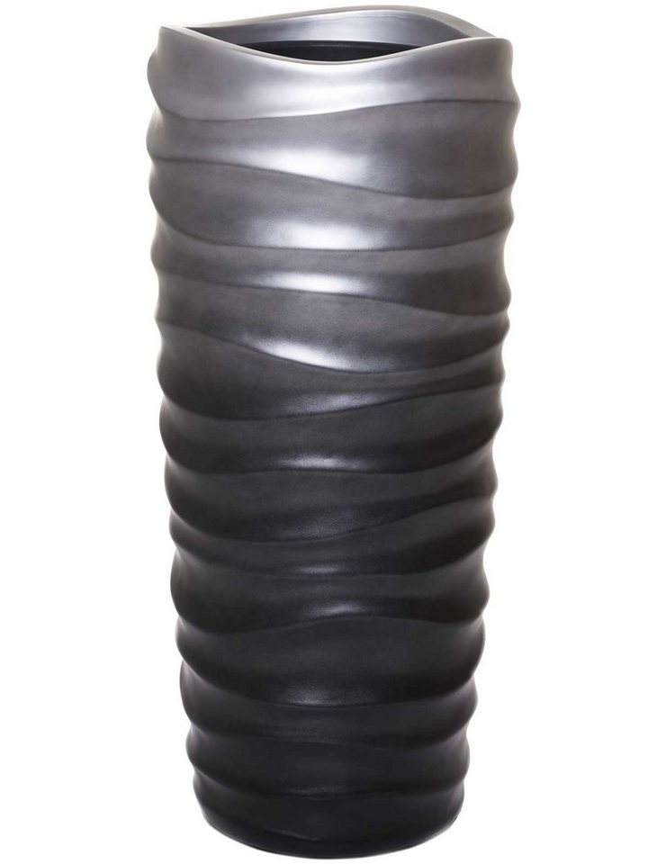 VIVANNO Bodenvase Fiberglas CORRIDA Säule - Silber Seidenmatt Mit Muster (1 St), 33x33x76 cm von VIVANNO