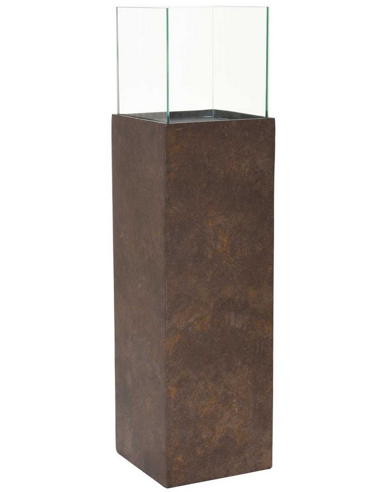 VIVANNO Bodenwindlicht Alu-Verbund CANDELA Rechteckig - Braun Seidenmatt Mit Muster (1 St), 25x25x100 cm von VIVANNO
