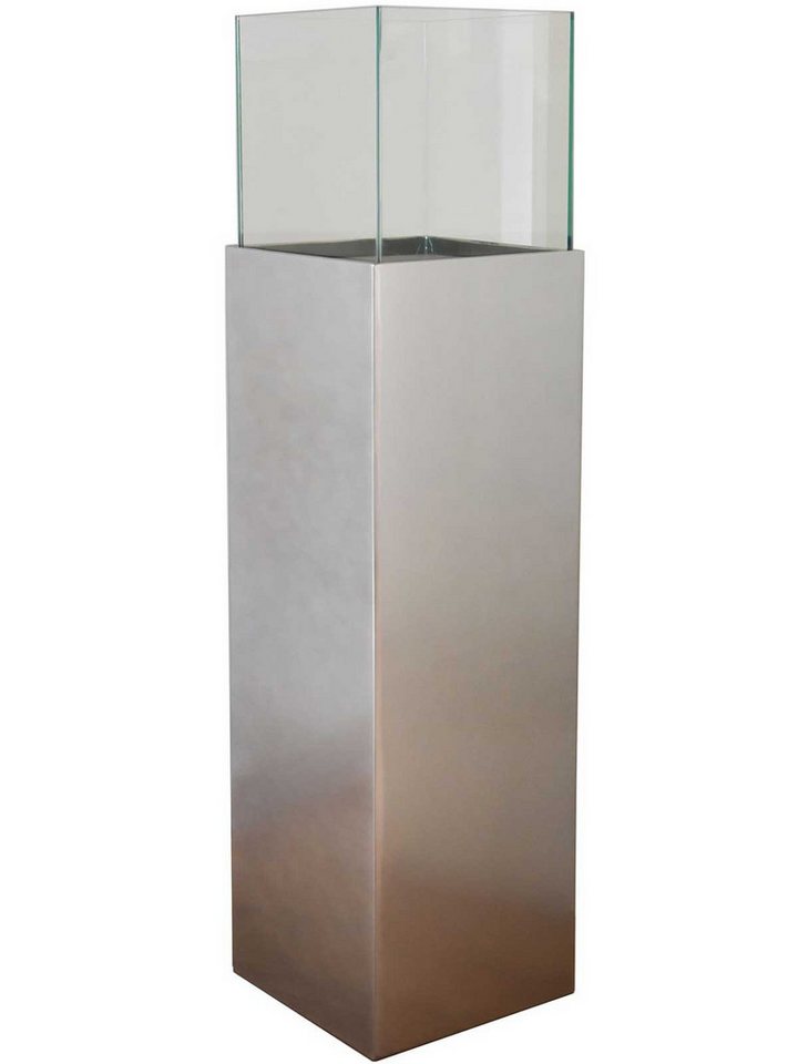 VIVANNO Bodenwindlicht Alu-Verbund CANDELA Rechteckig - Silber Metallic Hochglanz (1 St), 25x25x100 cm von VIVANNO