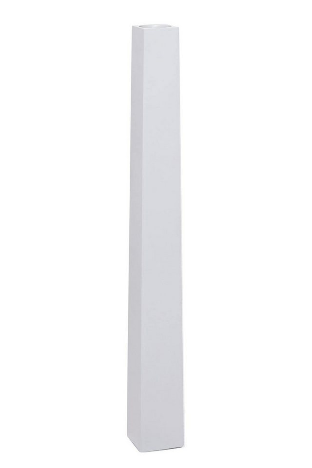 VIVANNO Bodenwindlicht Bodenvase Standvase Fiberglas Weiß Matt OBELISK 11x11x100 cm von VIVANNO