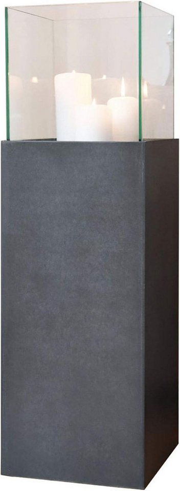 VIVANNO Bodenwindlicht Fiberzement CANDELA Rechteckig - Grau Matt (1 St), 25x25x80 cm von VIVANNO