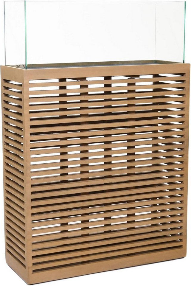 VIVANNO Bodenwindlicht Holz CANDELA XL Rechteckig, Braun Maserung 67x25x100 cm von VIVANNO