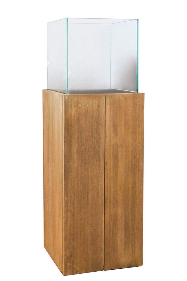 VIVANNO Bodenwindlicht Windlichtsäule Kerzenhalter Windlicht CANDELA - Holz Braun 27x27x80 cm von VIVANNO