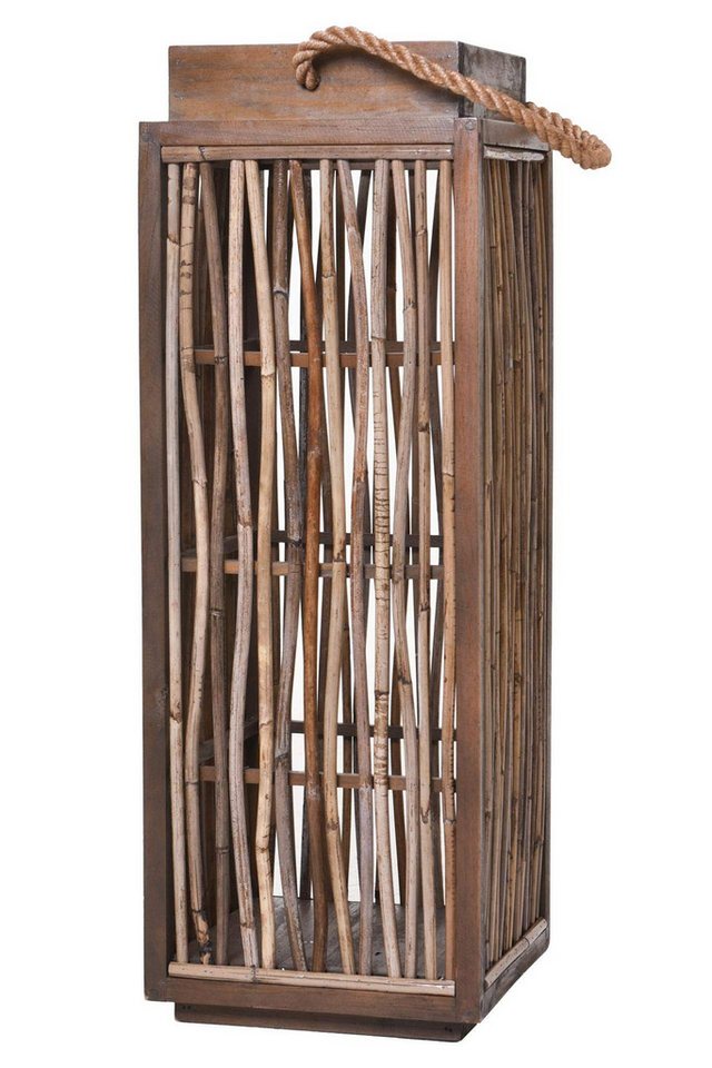 VIVANNO Bodenwindlicht Windlichtsäule Kerzenhalter aus Holz Rattan VELAS - Braun Grau - VIVANNO Bodenwindlicht Windlichtsäule Kerzenhalter aus Holz Rattan VELAS - Braun Grau - von VIVANNO