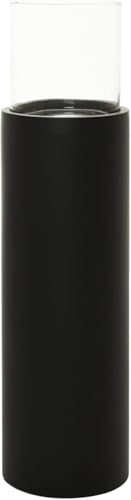 VIVANNO CANDIRO Windlicht Bodenwindlichtsäule Schwarz Matt 80x21 cm – Robustes Fiberglas mit Abnehmbarem Glasaufsatz von VIVANNO