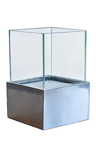 Deko-Windlicht Kerzenhalter Laterne Vier-Eckig CANDELITA - Silber Metallic 20x20x29 von VIVANNO