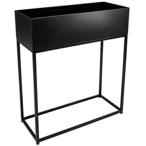 VIVANNO Pflanzbox Hochbeet Dekobox pulverb. Stahlblech Style 78x60x25 cm, Schwarz Matt von VIVANNO